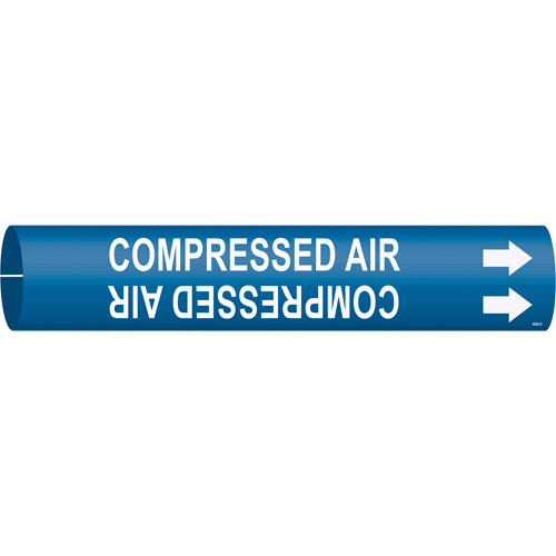 Brady 4034-D "Compressed Air" Pipe Marker, Snap-On, 2-13/16" H x 2-13/16" W, White on Blue