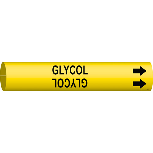 Brady 4068-B "Glycol" Pipe Marker, Snap-On, 7/8" H x 7/8" W, Black on Yellow