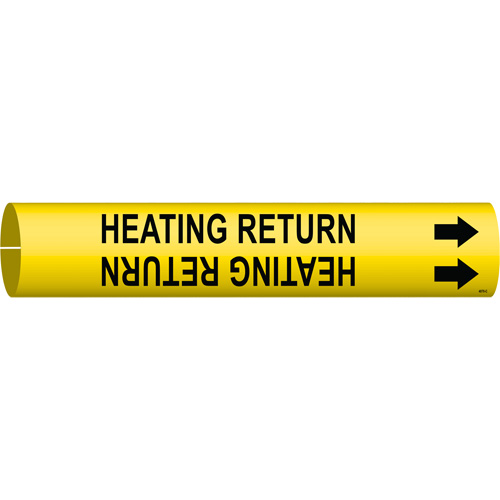 Brady 4070-C Marqueur de tuyau Heating Return, &agrave; pression, 2" h x 2" la, Noir sur jaune