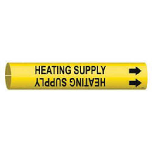 Brady 4071-A "Heating Supply" Pipe Marker, Snap-On, 13/16" H x 13/16" W, Black on Yellow
