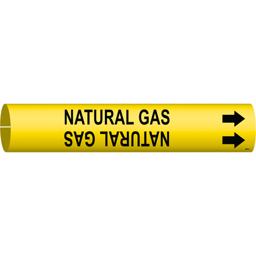 Brady 4097-A "Natural Gas" Pipe Marker, Snap-On, 13/16" H x 13/16" W, Black on Yellow