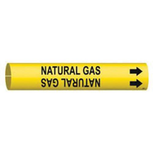 Brady 4097-C "Natural Gas" Pipe Marker, Snap-On, 2" H x 2" W, Black on Yellow