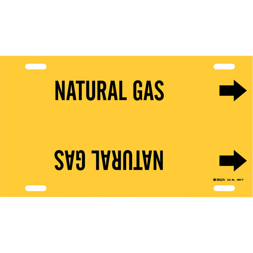 Brady 4097-F Marqueur de tuyau Natural Gas, &agrave; attacher, 8" h x 16" la, Noir sur jaune