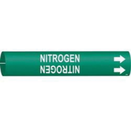 Brady 4099-A "Nitrogen" Pipe Marker, Snap-On, 13/16" H x 13/16" W, White on Green