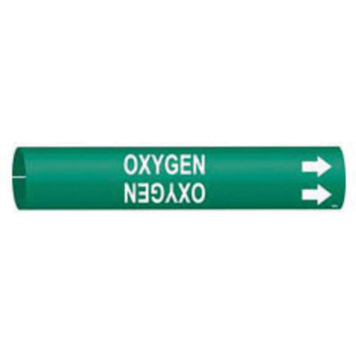 Brady 4106-A "Oxygen" Pipe Marker, Snap-On, 13/16" H x 13/16" W, White on Green