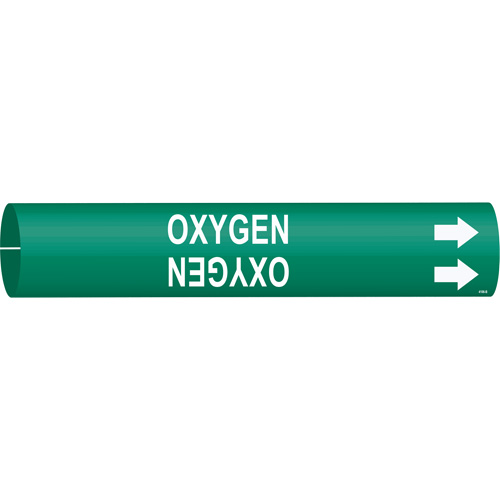 Brady 4106-B "Oxygen" Pipe Marker, Snap-On, 7/8" H x 7/8" W, White on Green