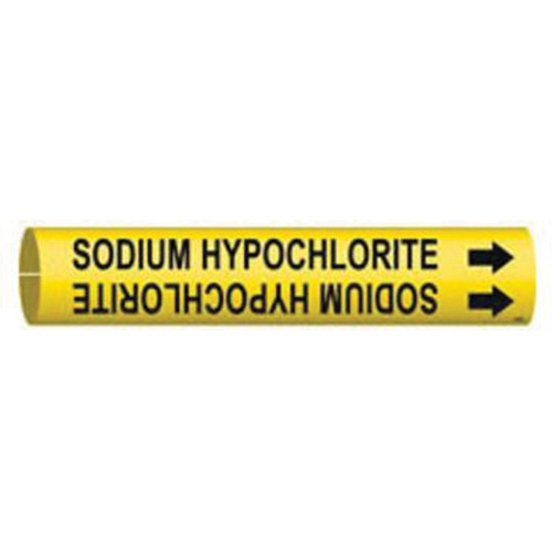 Brady 4124-A "Sodium Hypochlorite" Pipe Marker, Snap-On, 13/16" H x 13/16" W, Black on Yellow