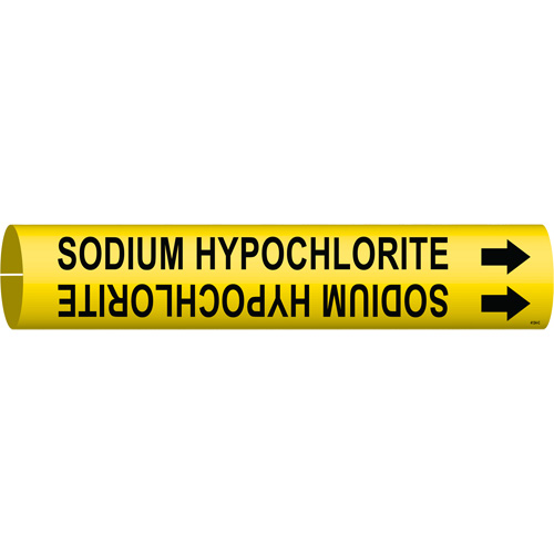 Brady 4124-C "Sodium Hypochlorite" Pipe Marker, Snap-On, 2" H x 2" W, Black on Yellow