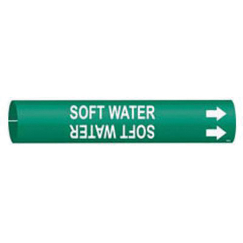 Brady 4125-A "Soft Water" Pipe Marker, Snap-On, 13/16" H x 13/16" W, White on Green