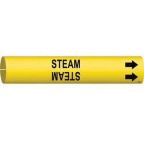 Brady 4129-A "Steam" Pipe Marker, Snap-On, 13/16" H x 13/16" W, Black on Yellow