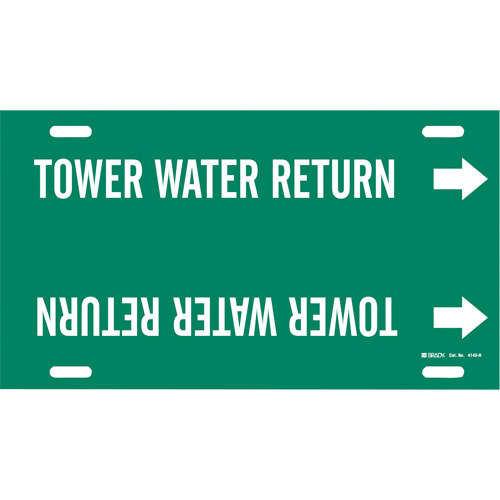 Brady 4143-H Marqueur de tuyau Tower Water Return, &agrave; attacher, 10" h x 32" la, Blanc/vert