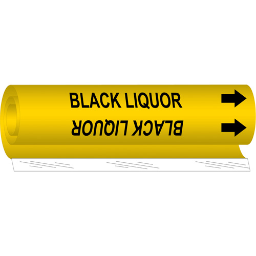 Brady 5634-II "Black Liquor" Pipe Marker, Wrap-Around, 26" H x 12" W, Black on Yellow