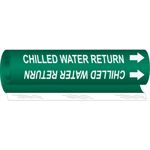 Brady 5647-O "Chilled Water Return" Pipe Marker, Wrap-Around, 5" H x 8" W, White on Green