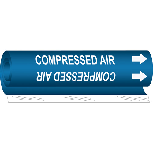 Brady 5660-O Marqueur de tuyau Compressed Air, Enveloppant, 5" h x 8" la, Blanc/bleu