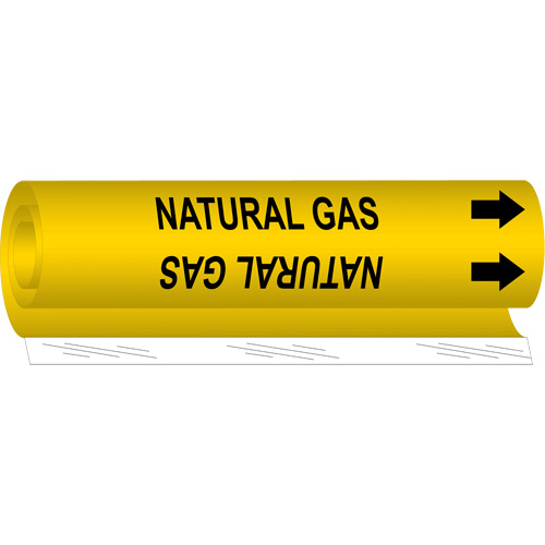 Brady 5726-II Marqueur de tuyau Natural Gas, Enveloppant, 26" h x 12" la, Noir sur jaune