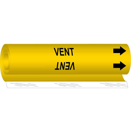 Brady 5781-II Marqueur de tuyau Vent, Enveloppant, 26" h x 12" la, Noir sur jaune