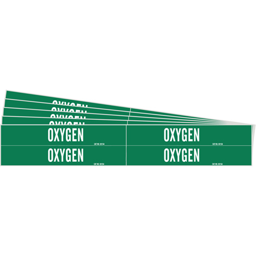 Brady 7210-4-PK Marqueur de tuyau Oxygen, Autocollant, 1-1/8" h x 7" la, Blanc/vert