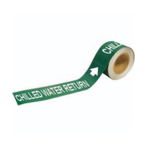 Brady 73868 "Chilled Water Return" Pipe Marker, Self-Adhesive, 2" H x 12" W, White on Green
