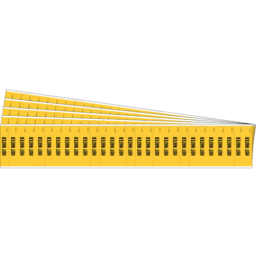 Brady 91937-PK "Hot Water" Semi-Conductor & Chemical Pipe Markers, Self-Adhesive, 1/2" H x 2-1/4" W, Black on Yellow