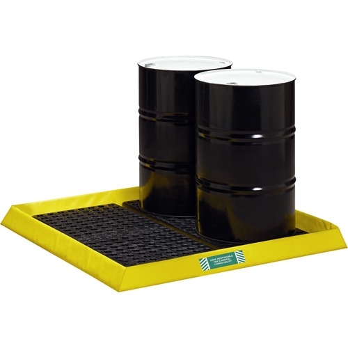 Enpac 5760-YE Spillpal Flexible Workstations Without Grates, 29 US gal. Capacity, 4' W x 4' L x 3" H, Foam Wall