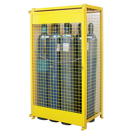KLETON SAF837 Gas Cylinder Cabinets, 10 Cylinder Capacity, 44" W x 30" D x 74" H, Yellow