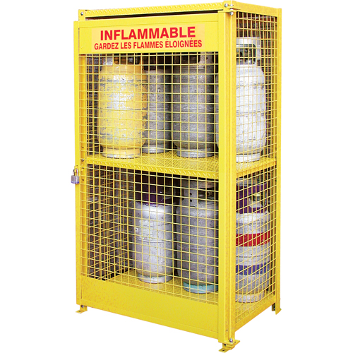 KLETON SAF847 Gas Cylinder Cabinets, 12 Cylinder Capacity, 44" W x 30" D x 74" H, Yellow