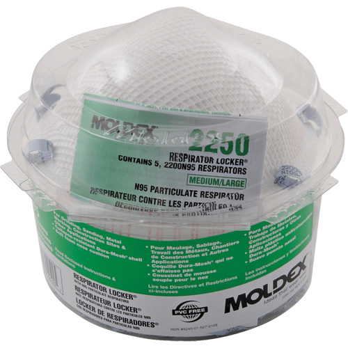 Moldex 2250N95 Respirator Locker 2250N95 avec masques 2200N95, N95, Certifi&eacute; NIOSH, Moyen/grand/Taille unique
