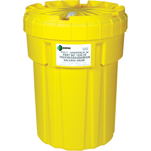 Enpac 1230-YE Barils de r&eacute;cup&eacute;ration Poly-Overpack 30, 30 gal. US, Stationnaire
