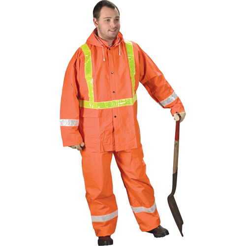 WASIP LTD. R401O21 Tornado Traffic Rain Suit, PVC, Small, High Visibility Orange