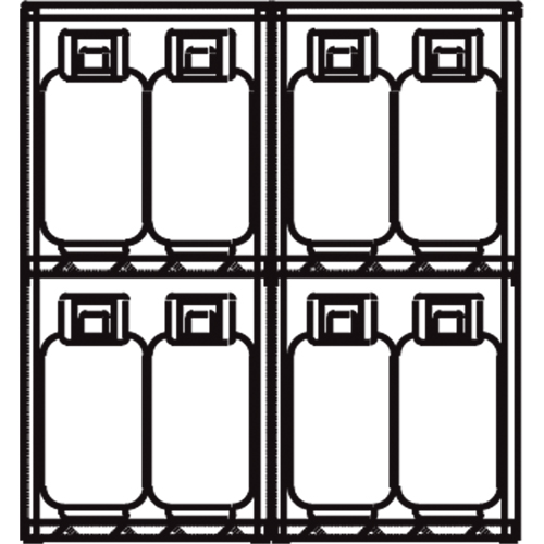 Justrite 23011 Aluminum LPG Cylinder Locker Storage, 16 Cylinder Capacity, 60" W x 32" D x 65" H, Silver
