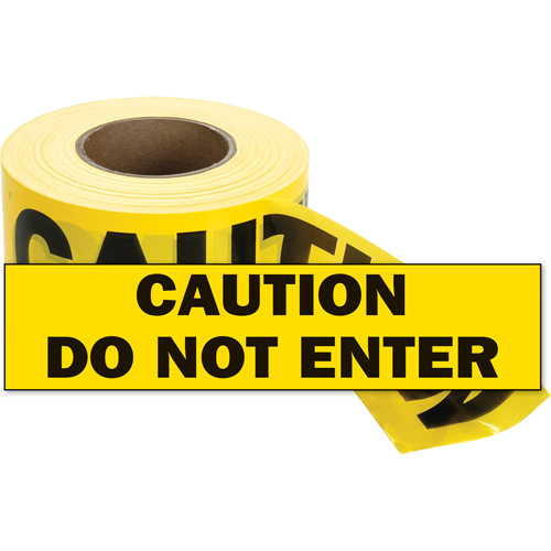 C.H. Hanson 16004 Barricade Tape, English, 3" W x 1000' L, 2 mils, Black on Yellow