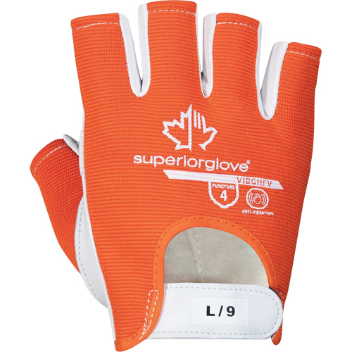 Superior Glove Works Ltd. VIBGHFV-L Vibrastop Half-Finger Vibration-Dampening Gloves, Size Large, Goatskin Palm