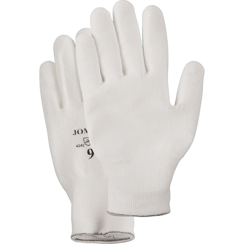 Jomac Canada Y9266L White Knit Palm Coated Gloves, Size Large/9, Polyurethane Coated, HPPE Shell, EN 388 Level 2