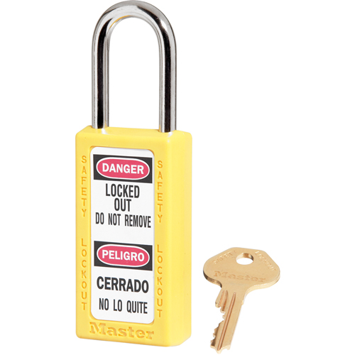 Master Lock 411YLW 411 Series Zenex Padlocks, Safety Padlock, Keyed Different, Thermoplastic, 1-1/2" Width