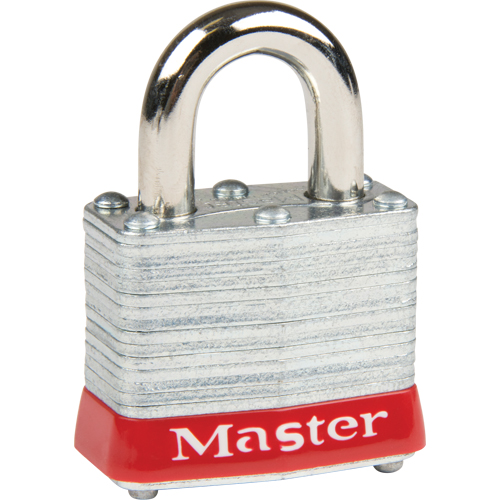 Master Lock 3RED Cadenas de securit&eacute; s&eacute;rie 3, Rouge, Cl&eacute;s diff&eacute;rentes, Acier lamin&eacute;, Largeur de 1-9/16"
