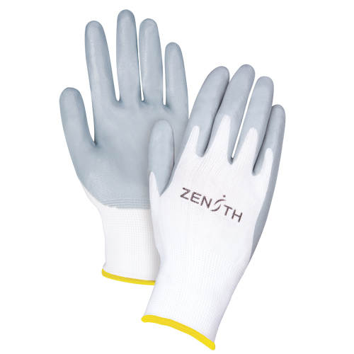 Produits de sécurité Zenith SAM634 Gants l&eacute;gers enduits et respirants, 11/2T-Grand, R&ecirc;vetement Mousse de nitrile, Calibre 13, Enveloppe en Polyester