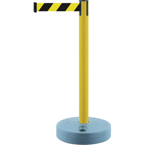 Tensator 885-35-STD-NO-D4X-C Outdoor TensaBarrier&reg; Barrier Post, Plastic, 37" H, Black/Yellow Tape, 7.5' Tape Length