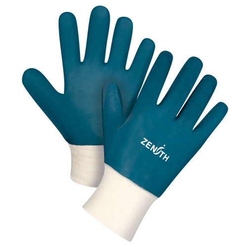 Produits de sécurité Zenith SAN441 Gants &agrave; poignet en tricot de poids lourd, 8/Moyen, R&ecirc;vetement Nitrile, Enveloppe en Coton
