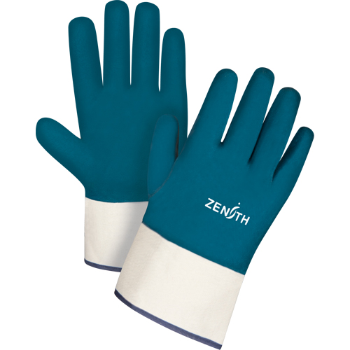 Produits de sécurité Zenith SAN446 Gants &agrave; poignet de s&eacute;curit&eacute; de poids lourd, 11/2T-Grand, R&ecirc;vetement Nitrile, Enveloppe en Coton