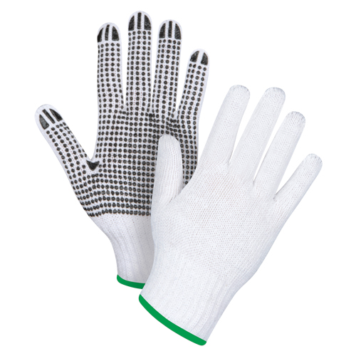 Zenith Safety Products SAN490 Dotted String Knit Gloves, Poly/Cotton, Single Sided, 7 Gauge, Medium