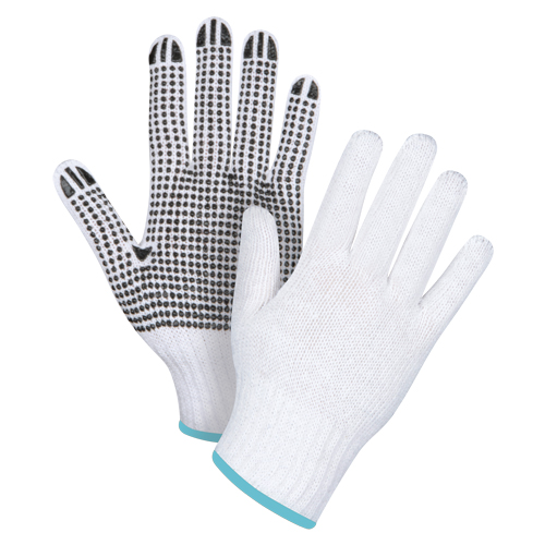Zenith Safety Products SAN492 Dotted String Knit Gloves, Poly/Cotton, Single Sided, 7 Gauge, X-Large