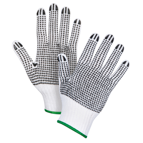 Produits de sécurité Zenith SAN494 Gants tricot&eacute;s deux c&ocirc;t&eacute;s &agrave; pois, Poly/coton, Deux c&ocirc;t&eacute;s, Calibre 7, Moyen