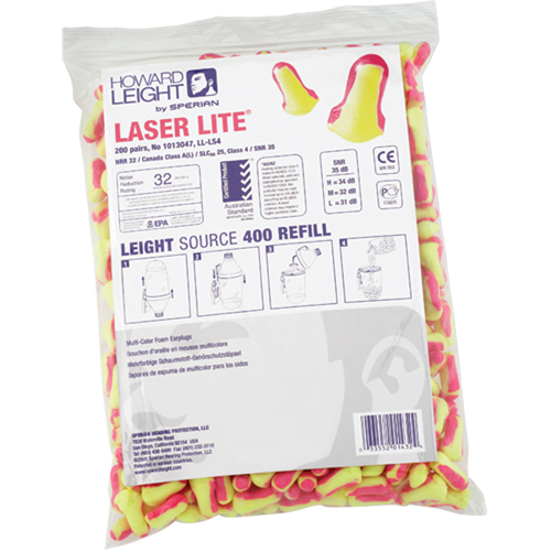 PIP Global Safety LL-LS4-REFILL Howard Leight Laser Lite&reg; Single-Use Earplugs, Bulk - Polybag