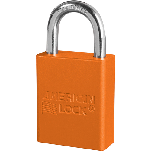 Master Lock A1105ORJ American Lock&reg; Safety Padlock, Orange, Keyed Different, Aluminum, 1-1/2" Width