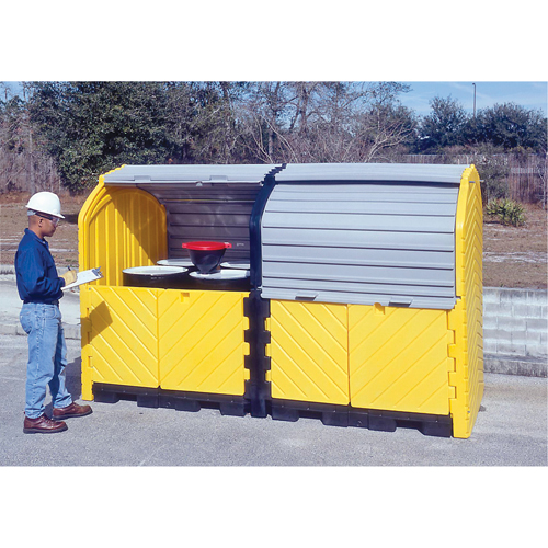 Ultratech 9650 Ultra-Hard Top Plus Spill Pallets Without Drain, 126" L x 62" W x 79" H, 18000 lbs. Load Capacity