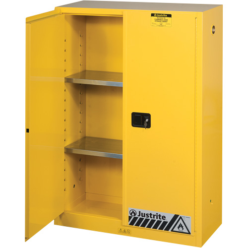Justrite 894500 Sure-Grip&reg; Ex Flammable Storage Cabinets, 45 gal., 2 Door, 43" W x 65" H x 18" D
