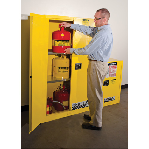 Justrite 894500 Sure-Grip&reg; Ex Flammable Storage Cabinets, 45 gal., 2 Door, 43" W x 65" H x 18" D