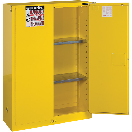Justrite 894520 Sure-Grip&reg; Ex Flammable Storage Cabinets, 45 gal., 2 Door, 43" W x 65" H x 18" D