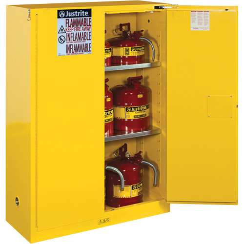 Justrite 894520 Sure-Grip&reg; Ex Flammable Storage Cabinets, 45 gal., 2 Door, 43" W x 65" H x 18" D