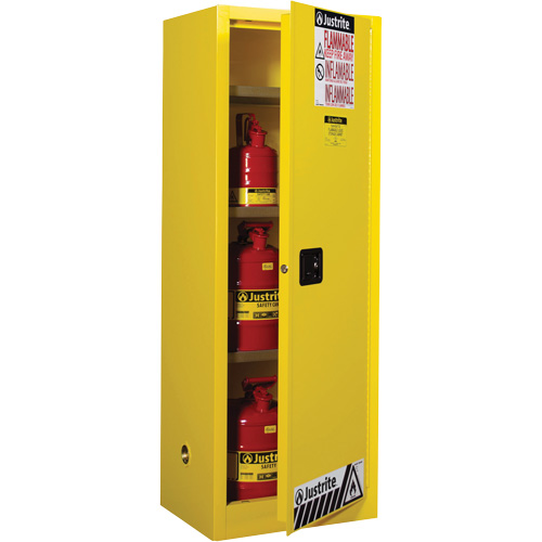 Justrite 892200 Armoire de s&eacute;curit&eacute; pour produits inflammables EX Slimline Sure-Grip , 22 gal., 1 Porte(s), 23,25" La x 65" h x 18" p